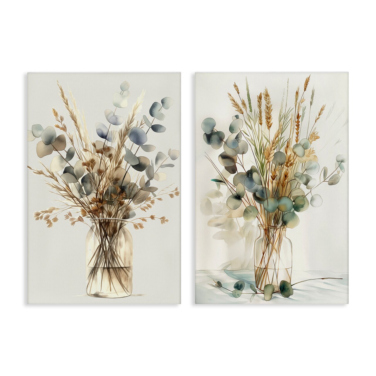 Stupell Industries Eucalyptus Jar Bouquets 2pc Canvas Wall Art Set Design by Steve Hunziker